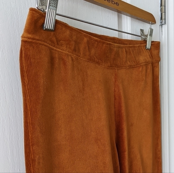 Simons velour velvet cordoroy leggings pants rust brown size Large C5 - Picture 6 of 8